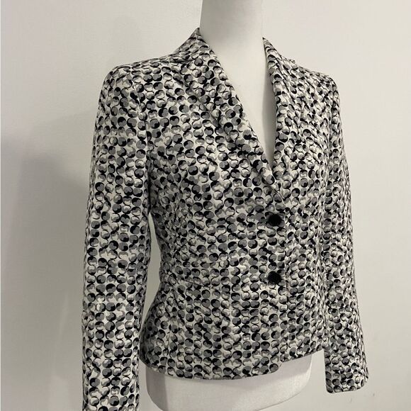 Akris Punto Black and White Abstract Print Lined Blazer Size 6 - Picture 5 of 16